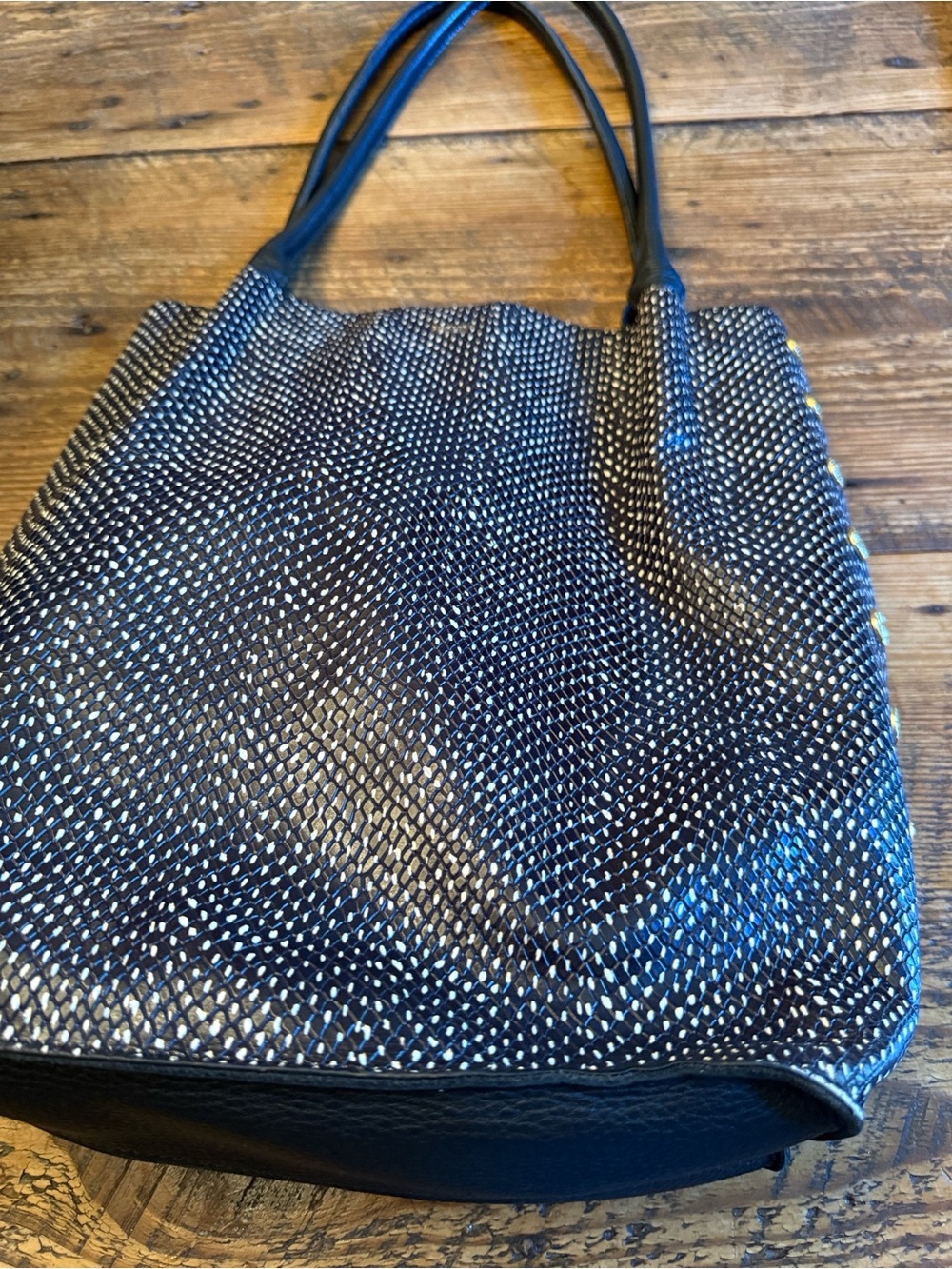 Hammitt Black and Gold textured Tote Bag - Women's Shoulder Bag. Gold accents